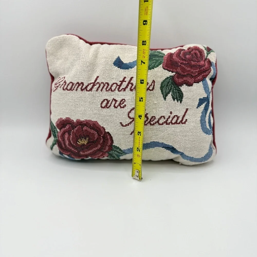 Grandmothers are Special Needlepoint Pillow Red Back Rose Floral 10x7 Gift